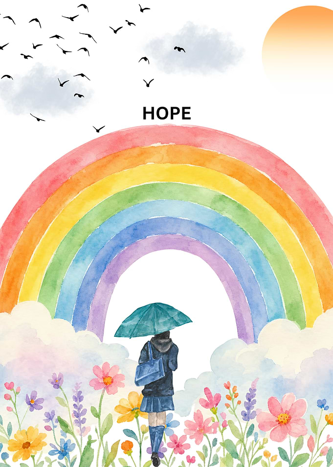 Girl Walking Toward Rainbow Hope