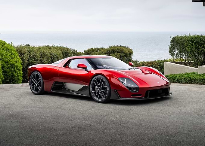 Stunning Red Supercar Parked Outdoors