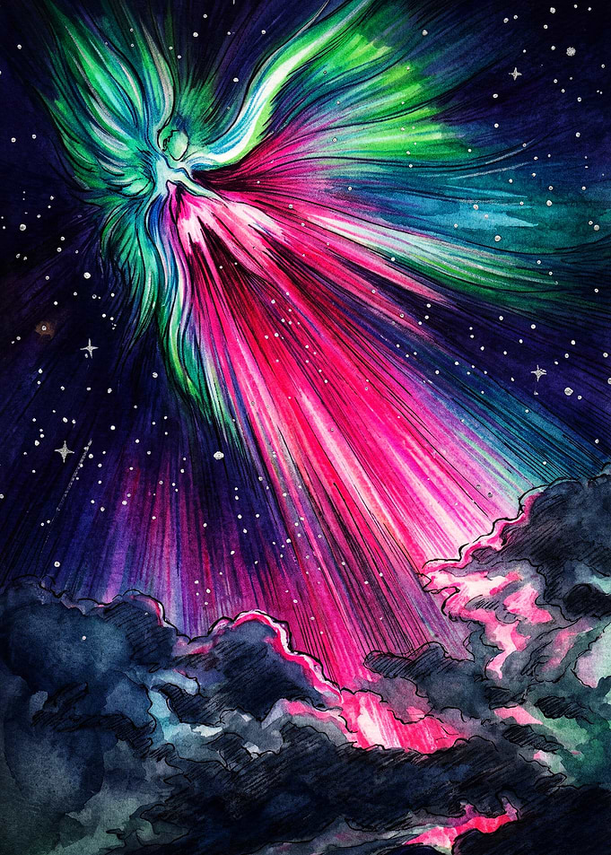 Ethereal Angel Descending from Space