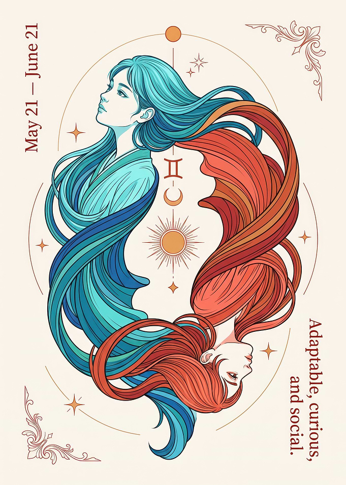 Gemini Zodiac Sign Illustration