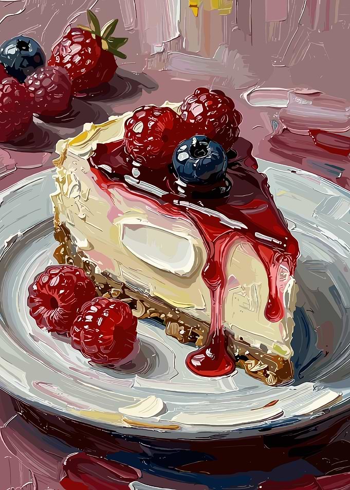 Impressionist Berry Cheesecake Slice