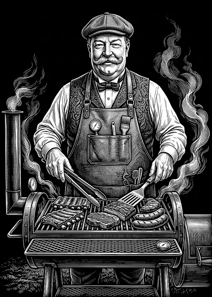 William Howard Taft Pitmaster Grilling Meat