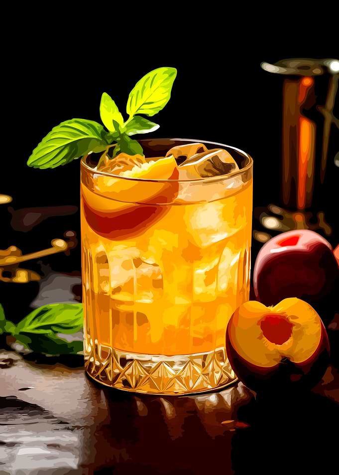 Refreshing Peach Cocktail with Mint