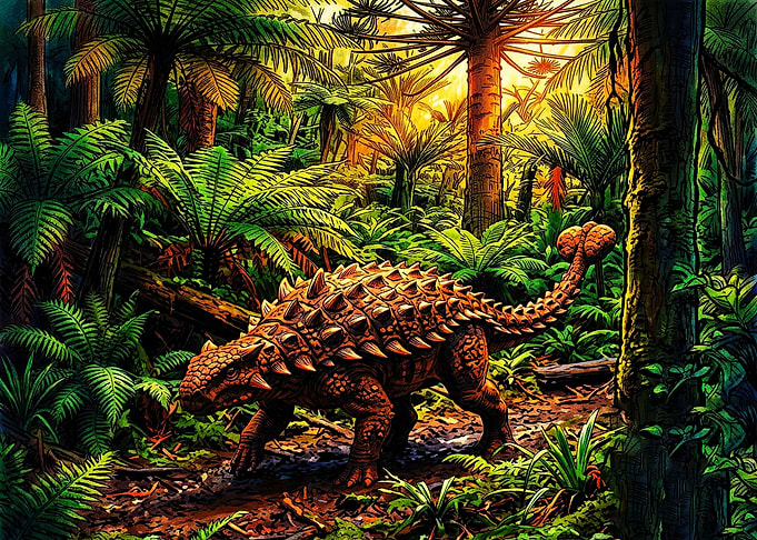 Ankylosaurus in a Prehistoric Jungle