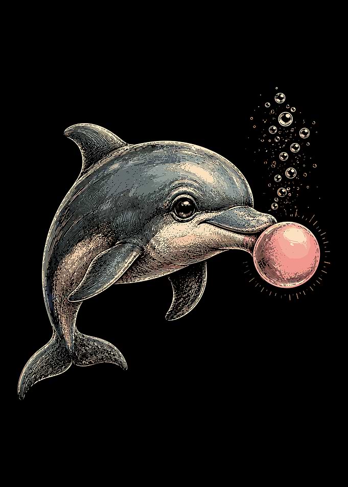 Dolphin Blowing a Bubblegum Bubble