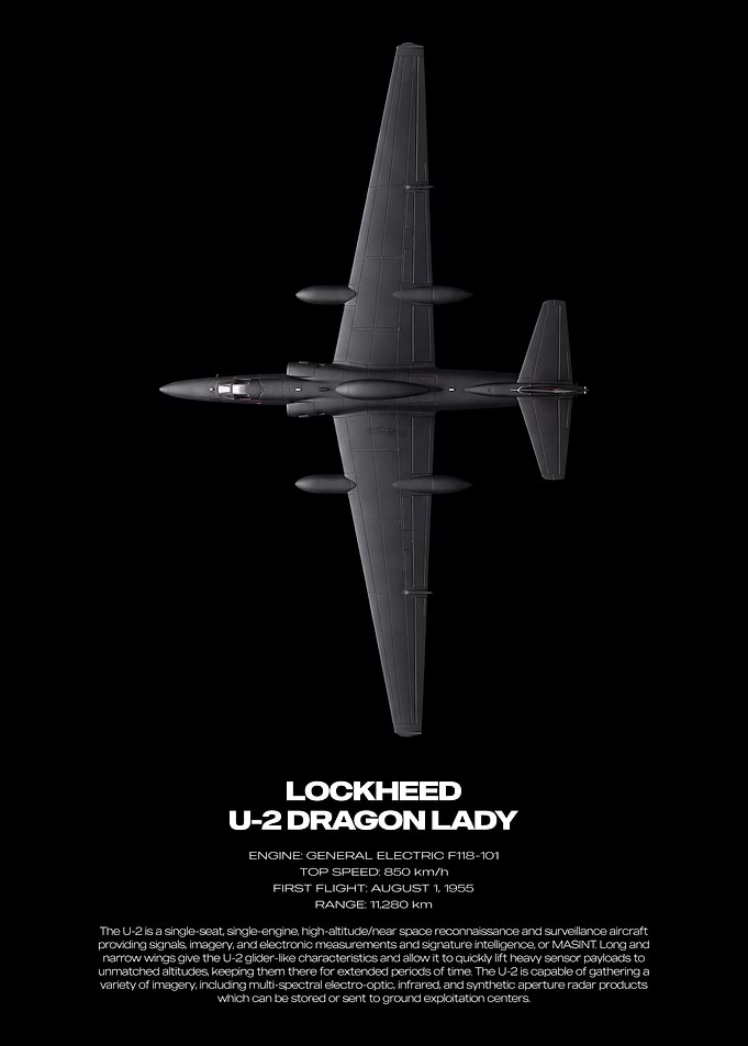 Lockheed U-2 Dragon Lady Technical Poster