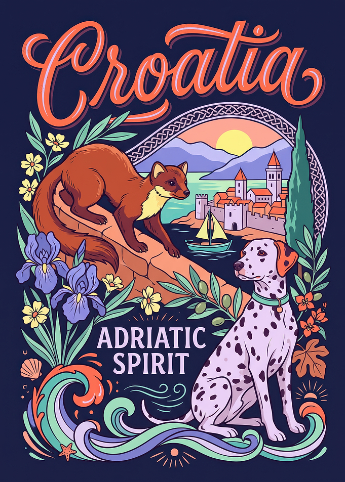 Croatia Adriatic Spirit Travel Poster