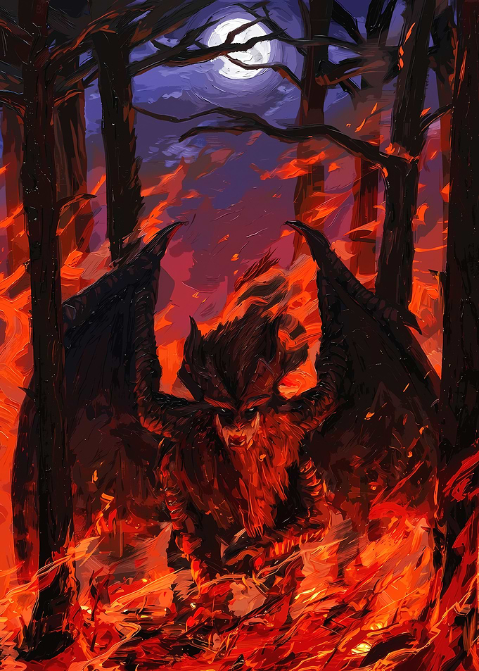 Diablo Demon in Burning Forest
