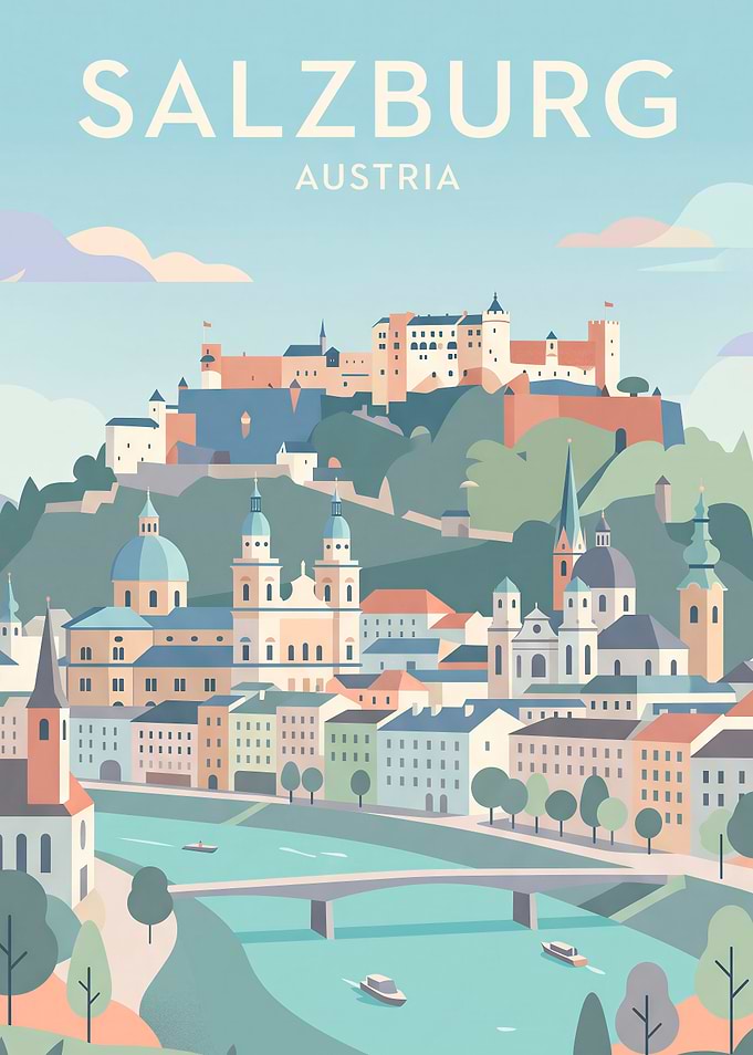Salzburg Austria Travel Poster