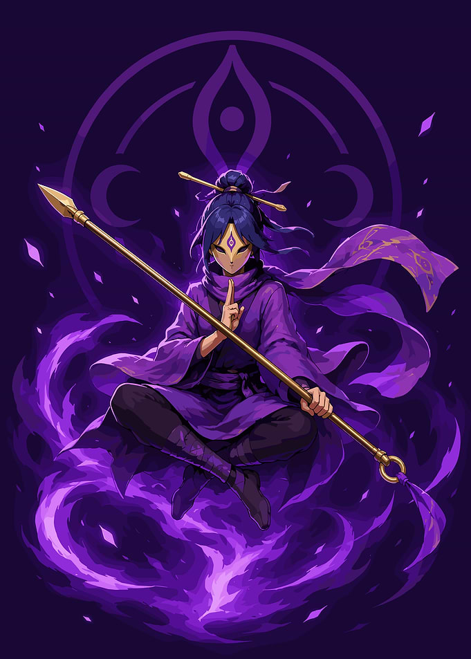 Pixel Art Purple Ninja Warrior
