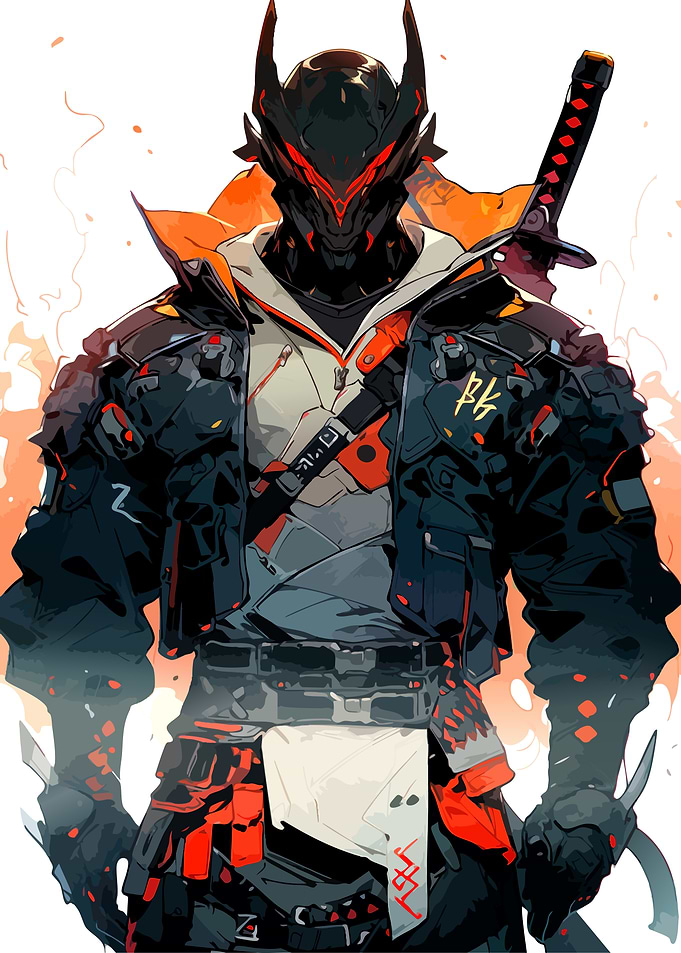 Cyberpunk Samurai Warrior Digital Art