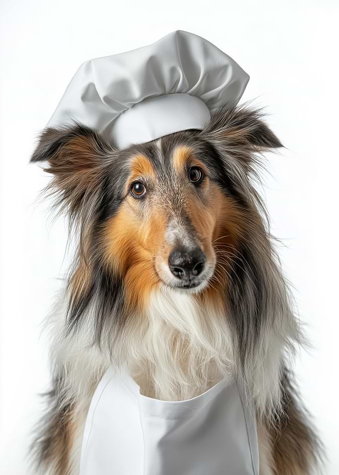 Collie dog Dressed as a Chef