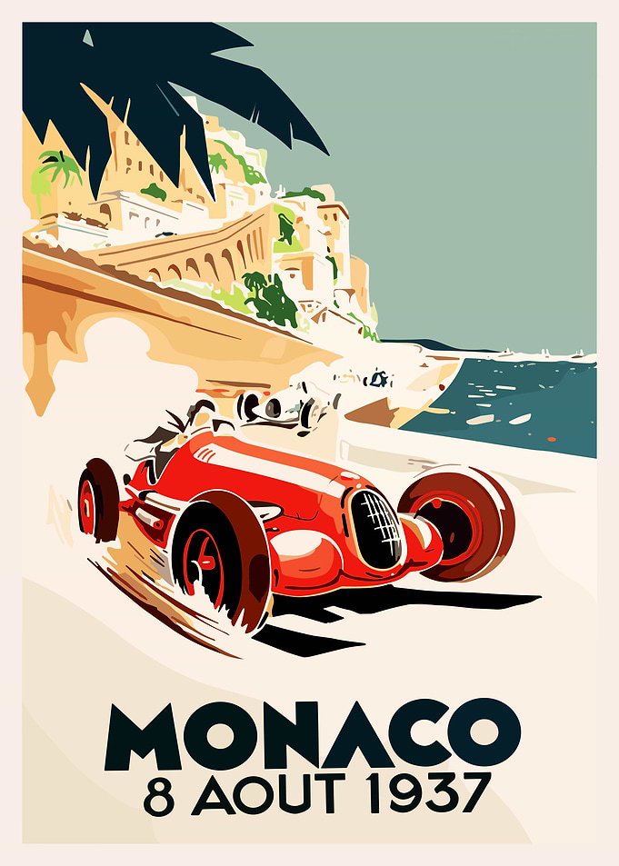 Vintage 1937 Monaco Grand Prix Poster