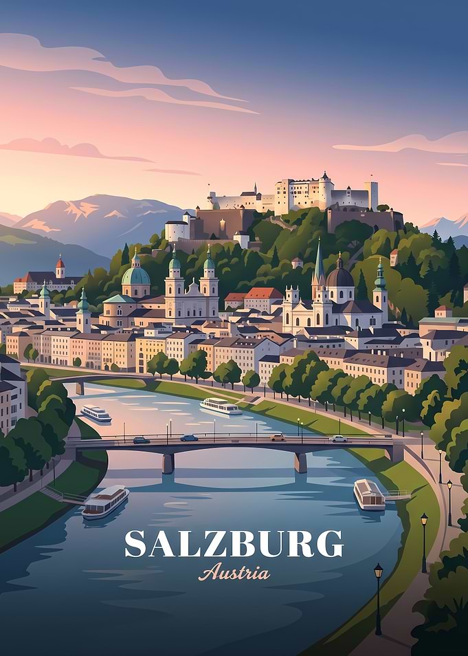 Salzburg Austria Travel Poster