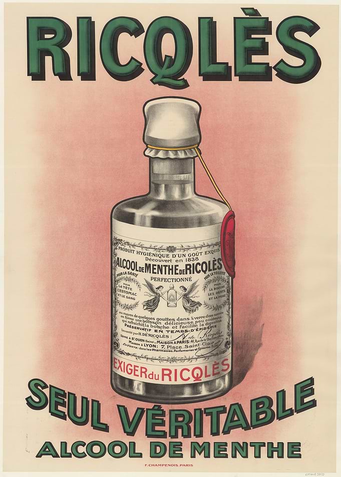 Vintage Ricolès Mint Alcohol Poster