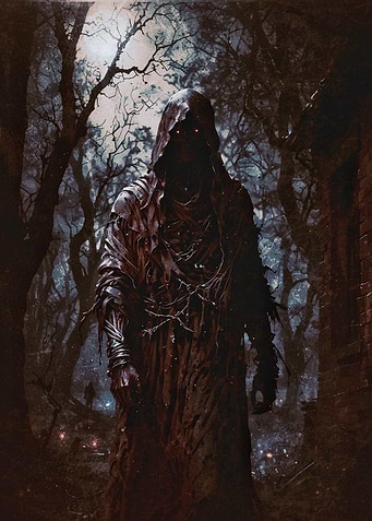 Dark Hooded Figure in Forest