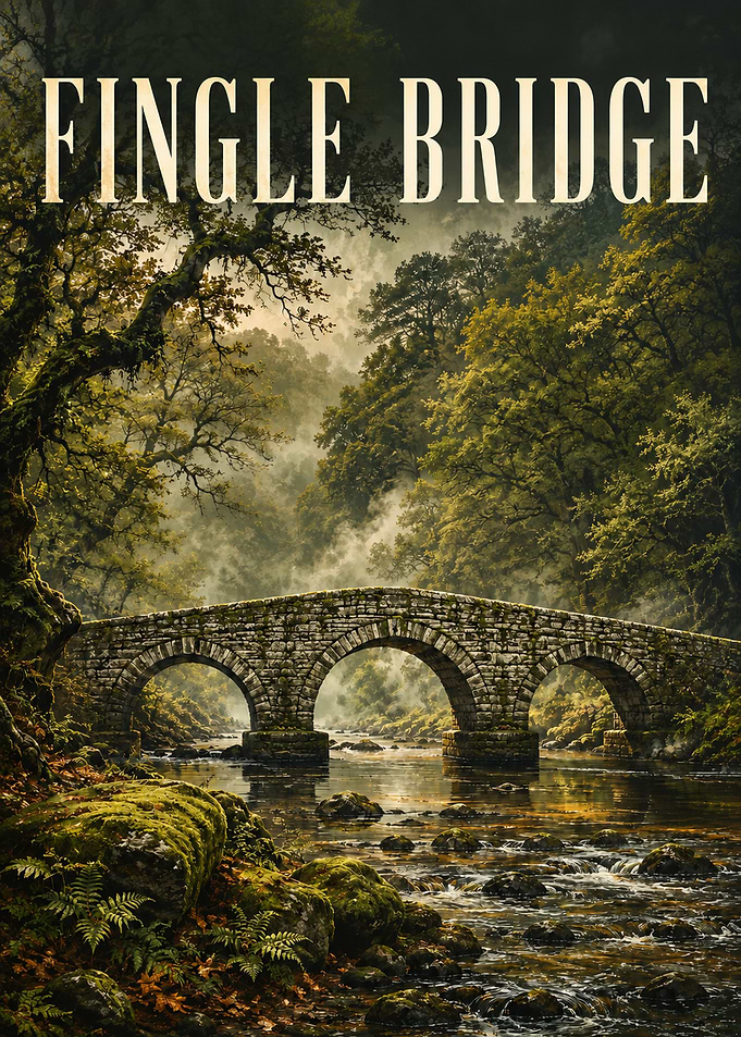 Fingle Bridge Scenic Dartmoor Landscape Poster