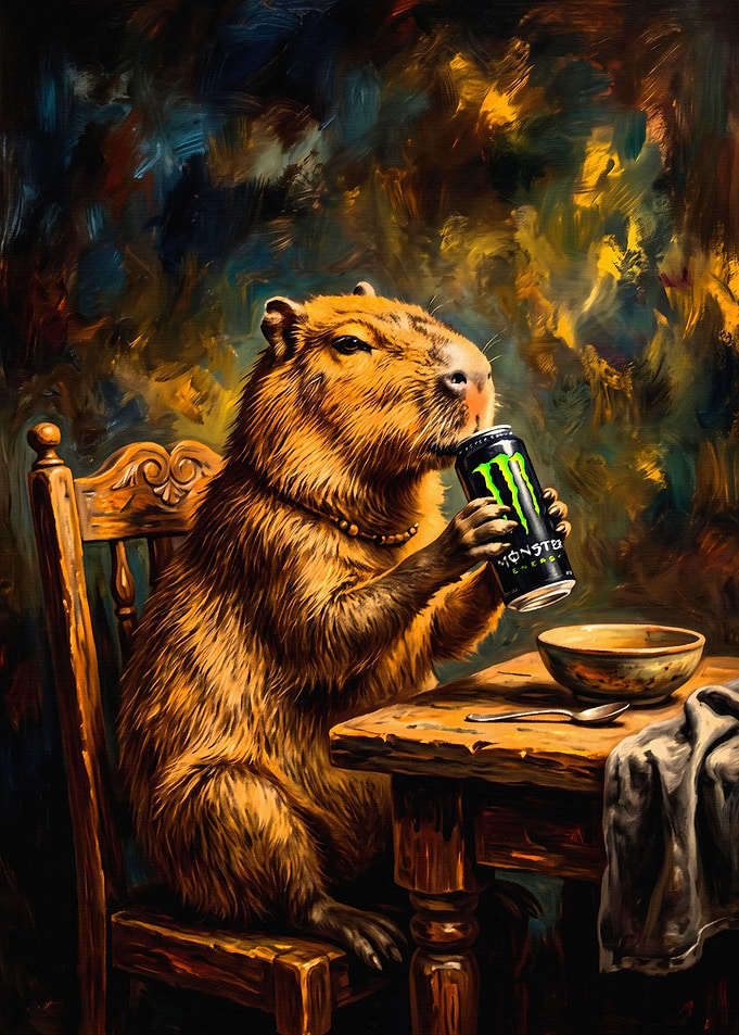 Capybara Drinking Monster Energy Drink