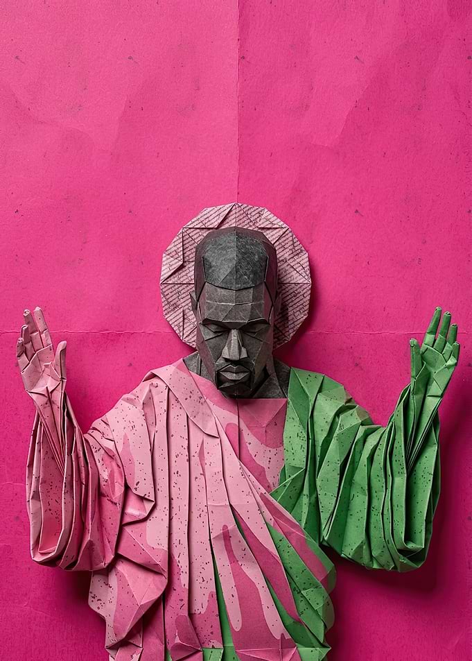 Origami Kanye West Jesus Portrait