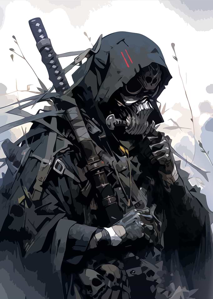 Dark Cyberpunk Samurai Warrior