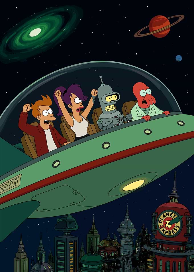Futurama Crew Flying Planet Express Ship