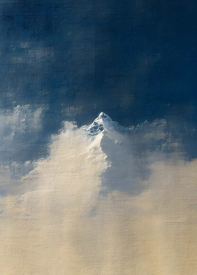 Minimalist Mountain Peak Above Clouds