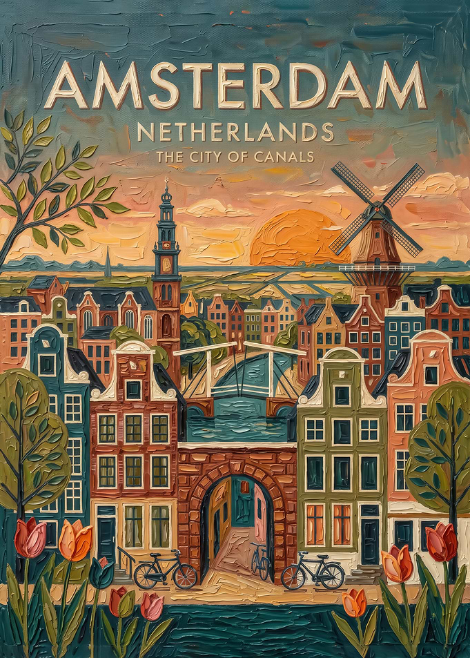 Amsterdam city Netherlands City of Canals Poster