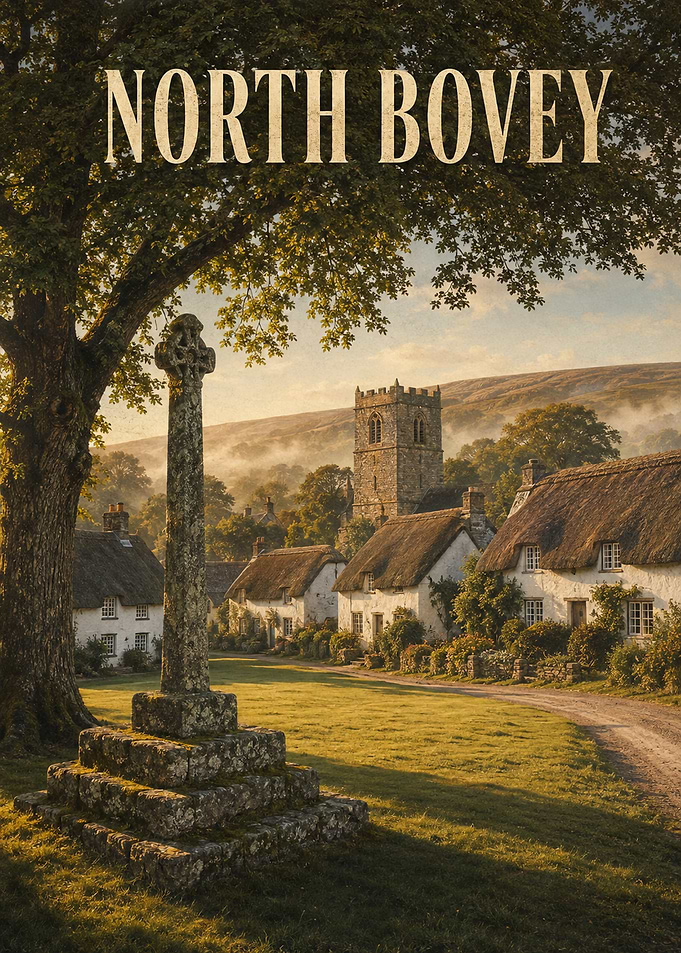 North Bovey Village Dartmoor Landscape Poster