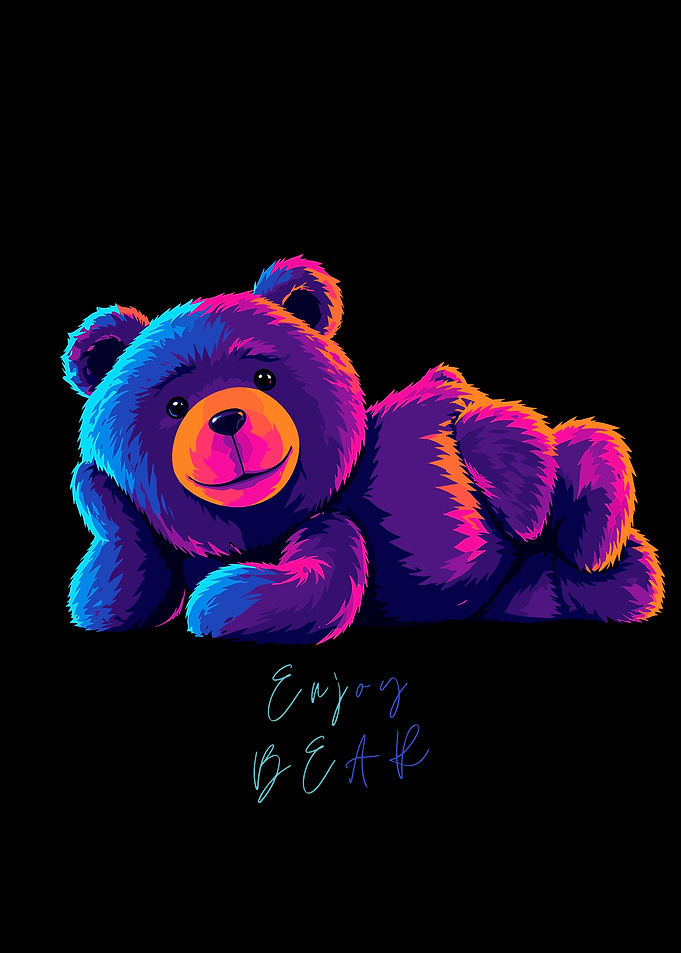 Neon Pop Art Lying Bear
