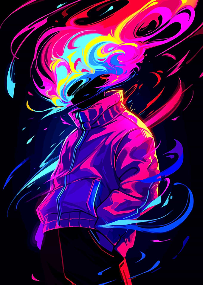 Neon Abstract Headless Figure