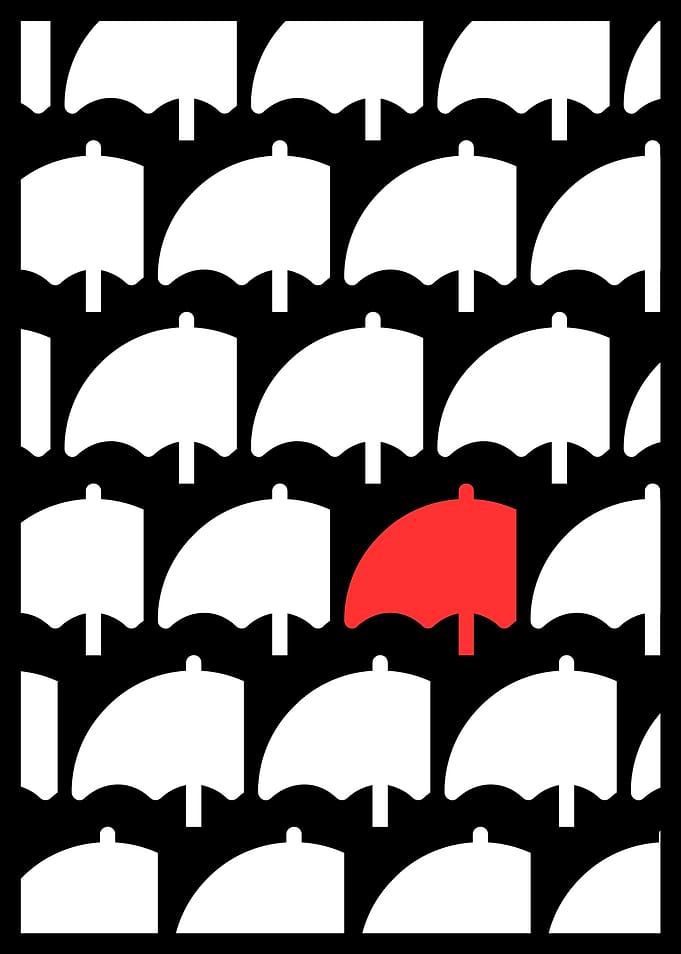 Minimalist Red Umbrella Pattern