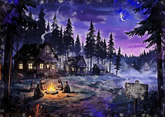 Camp Shadow Pines Night Scene