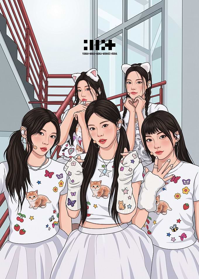 ILLIT Kpop Group Illustration Poster