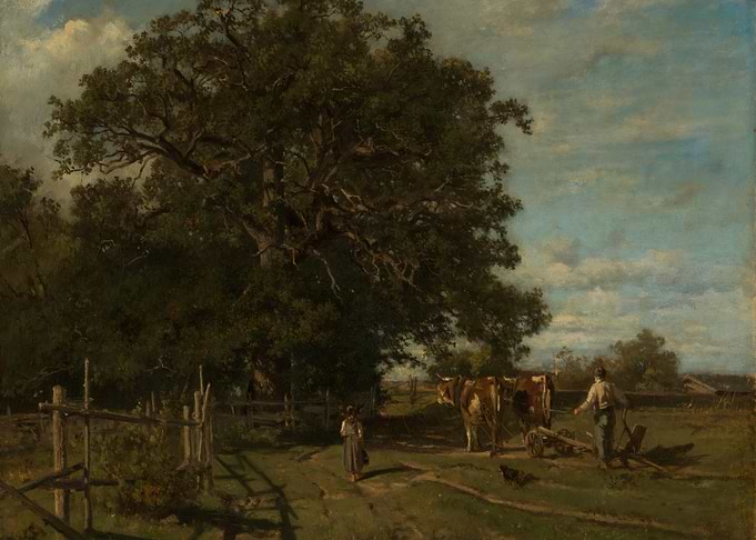 Rural Landscape with Oxen and Farmer