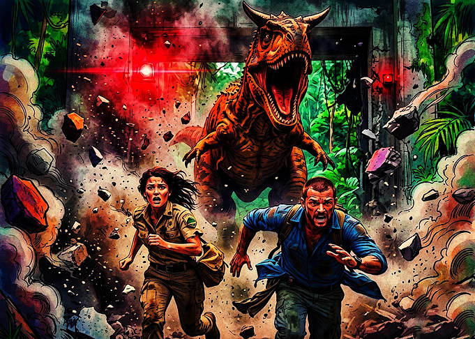 Dinosaur Chase Action Scene