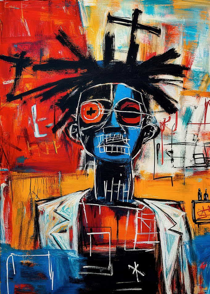 Neo-Expressionist Portrait in Basquiat Style