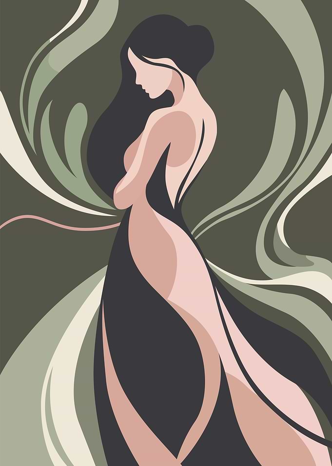 Elegant Woman in Abstract Silhouette