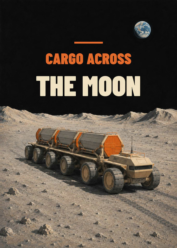 Cargo Across The Moon Retro Future Transporter