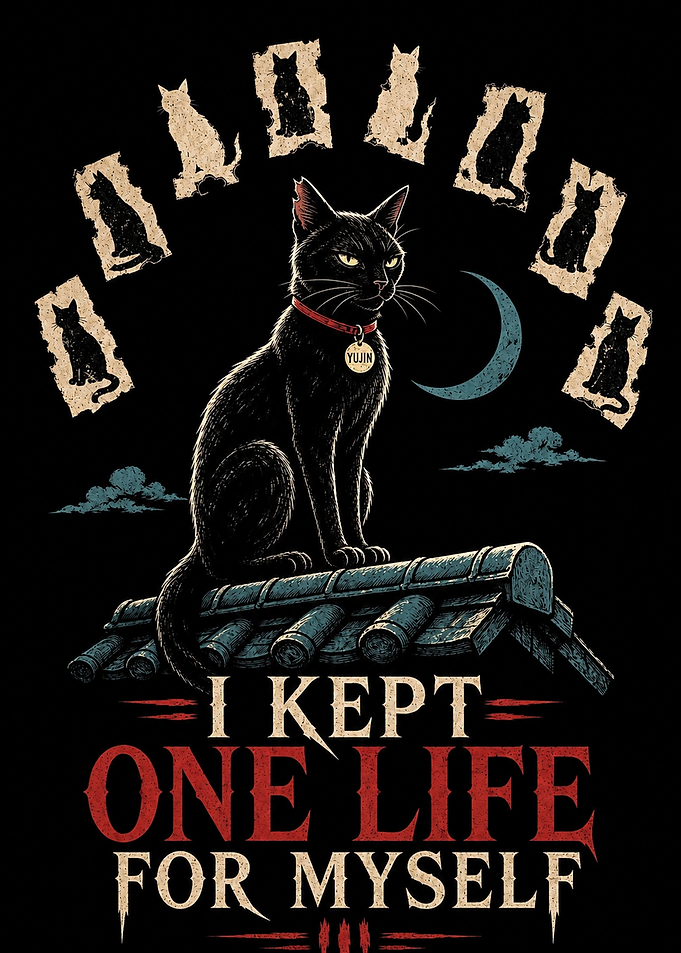 Black Cat Nine Lives Illustration