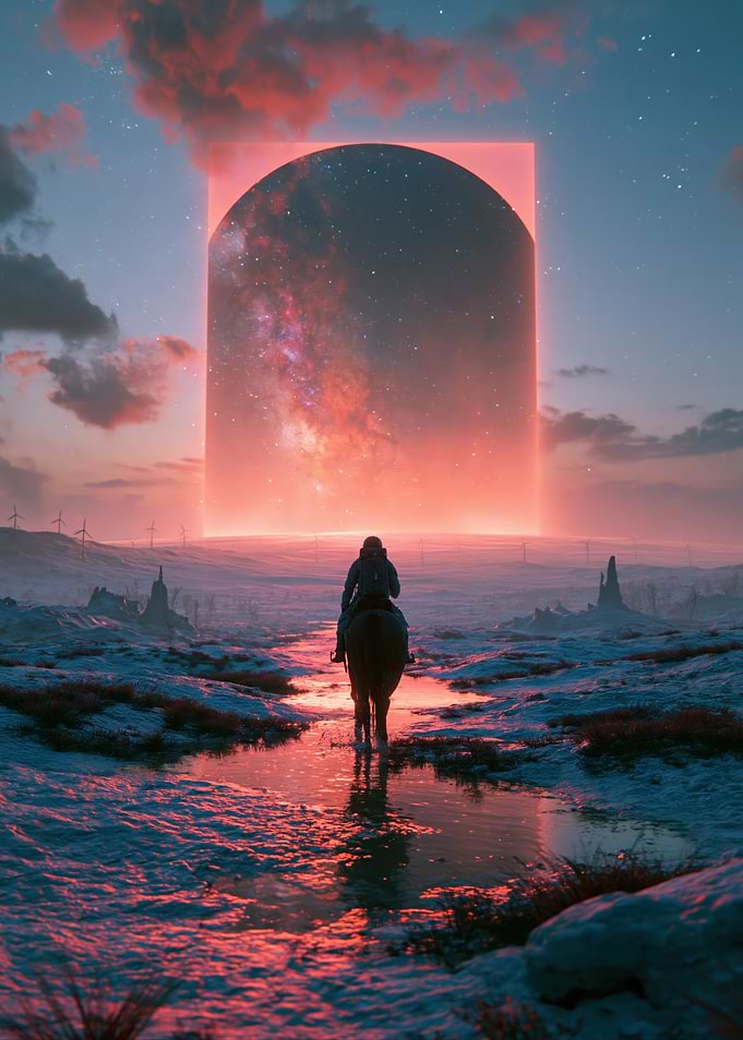 Lone Rider Toward Cosmic Portal