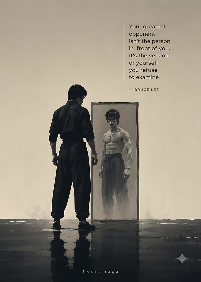 Bruce Lee Mirror Reflection Quote Poster