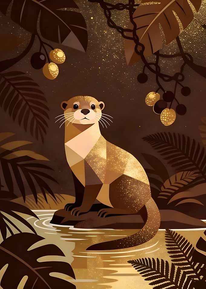 Golden Geometric Otter in Jungle
