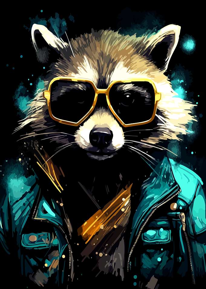 Cool Raccoon in Leather Jacket