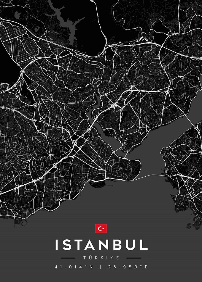 Minimalist Istanbul City Map Poster