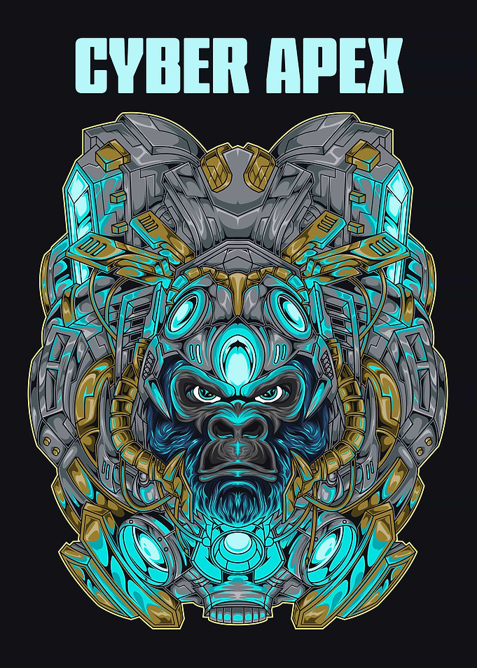 Cyber Apex Mechanical Gorilla Illustration