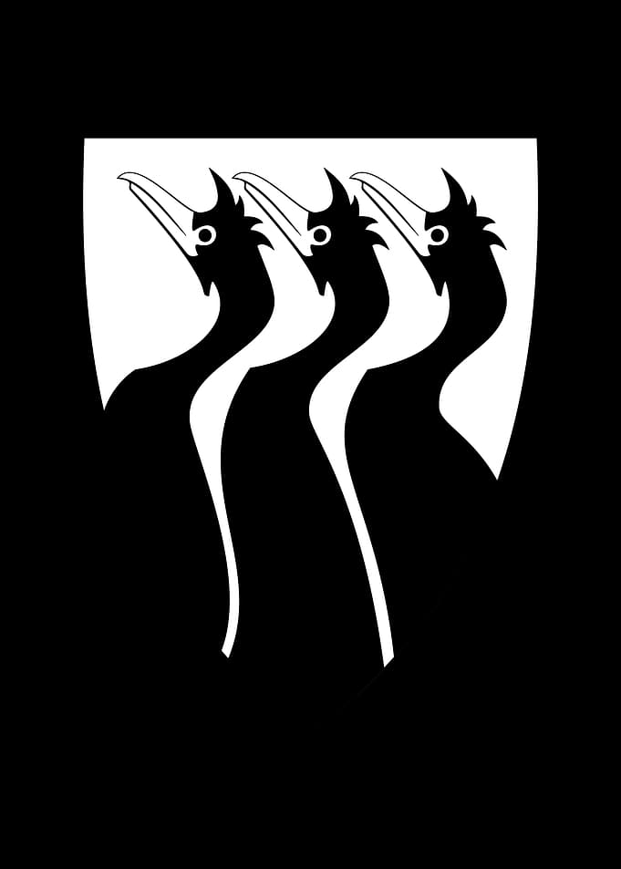 Heraldic Shield with Three Birds