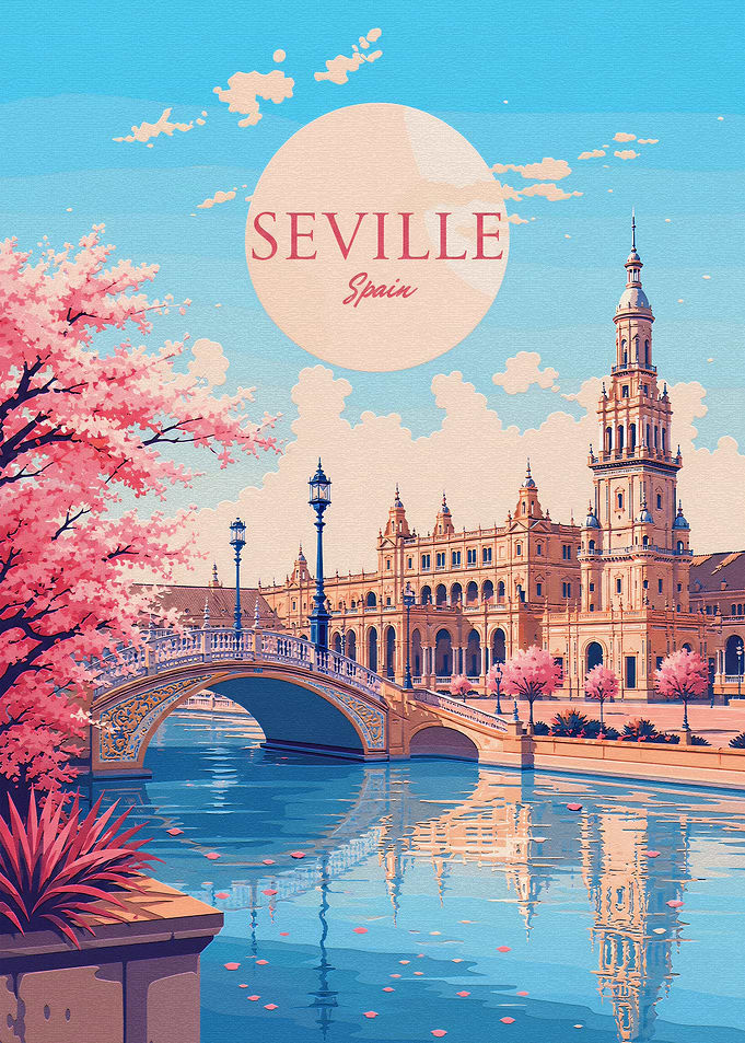 Seville Spain Travel Poster Art