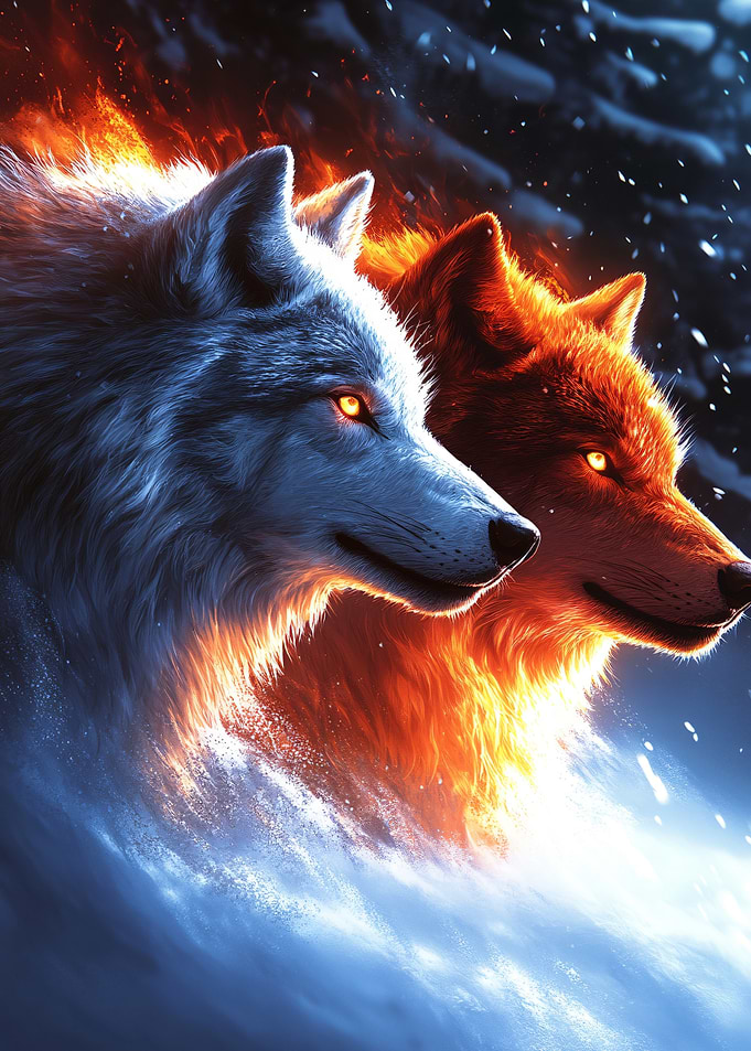 Fire and Ice Elemental Wolves