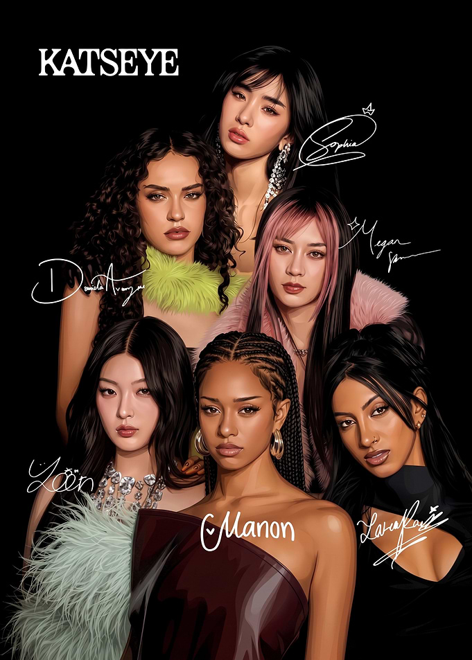 KATSEYE Group Portrait with Signatures