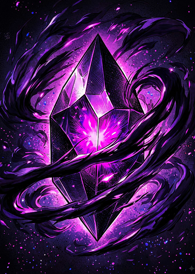Glowing Dark Purple Magic Crystal